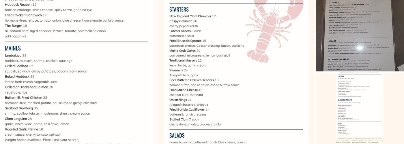 Robert's Maine Grill Menu