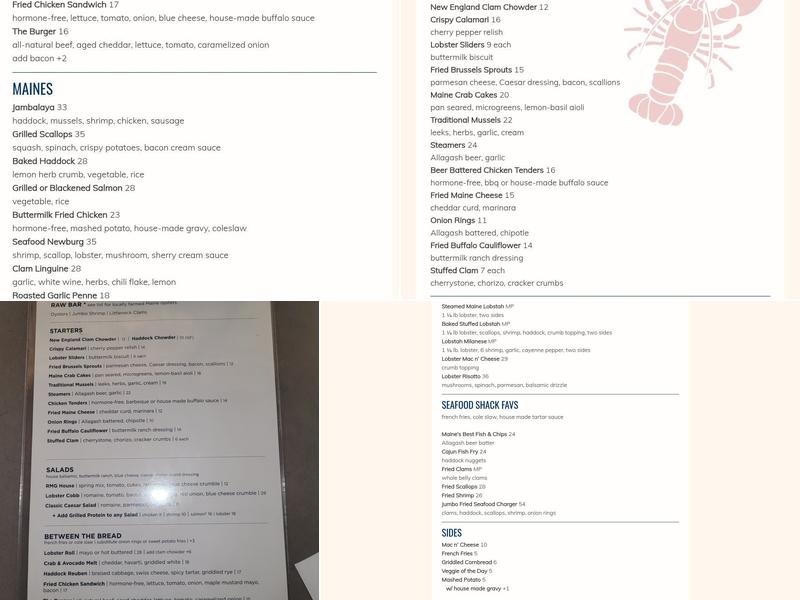 Robert's Maine Grill Menu