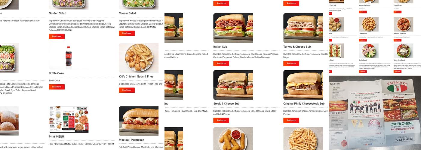 Paisano's Pizza Menu