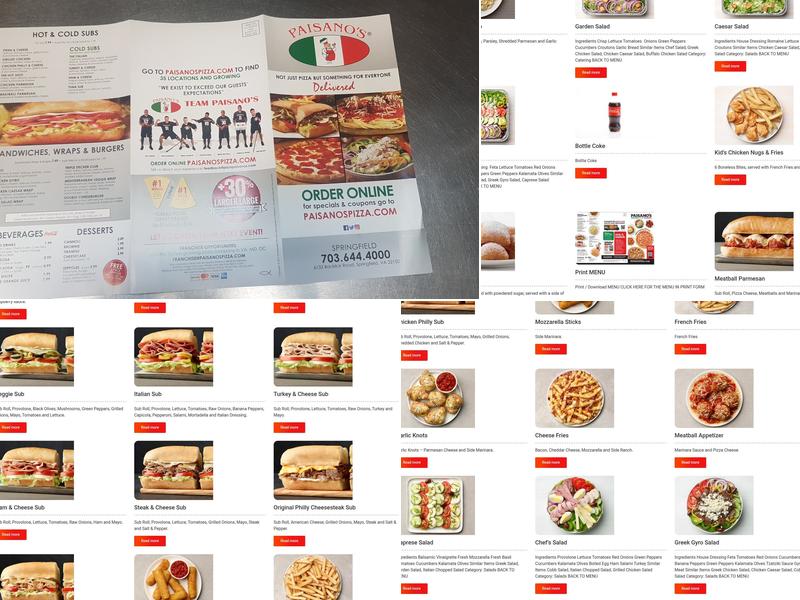 Paisano's Pizza Menu