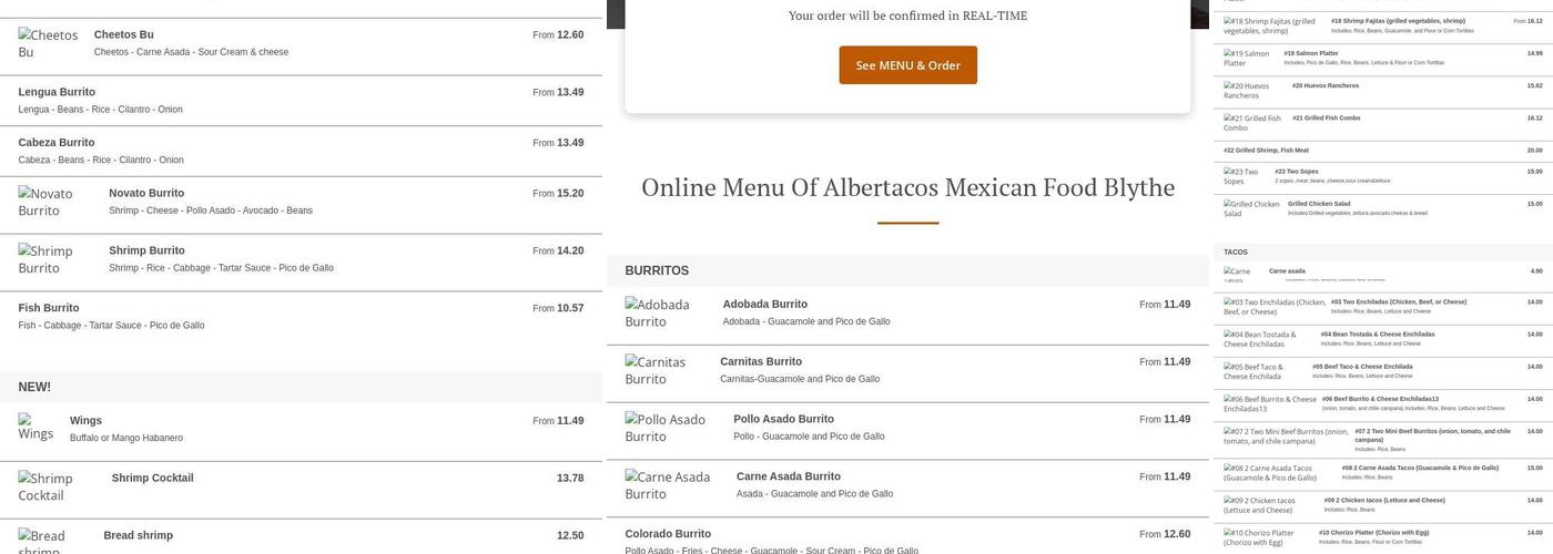 Albertacos Menu