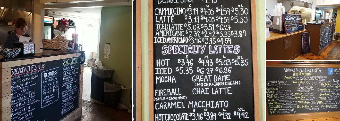 St. Joe's Coffee Menu