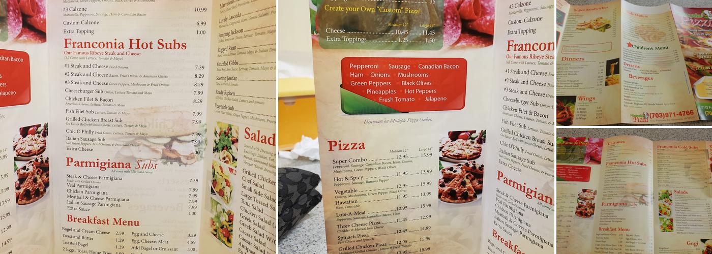 Franconia Pizza Menu