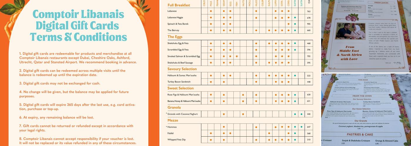 Comptoir Libanais Menu