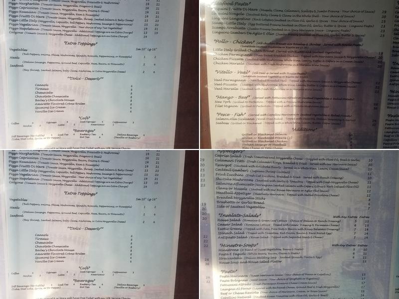 Little Italy Restaurant Menu