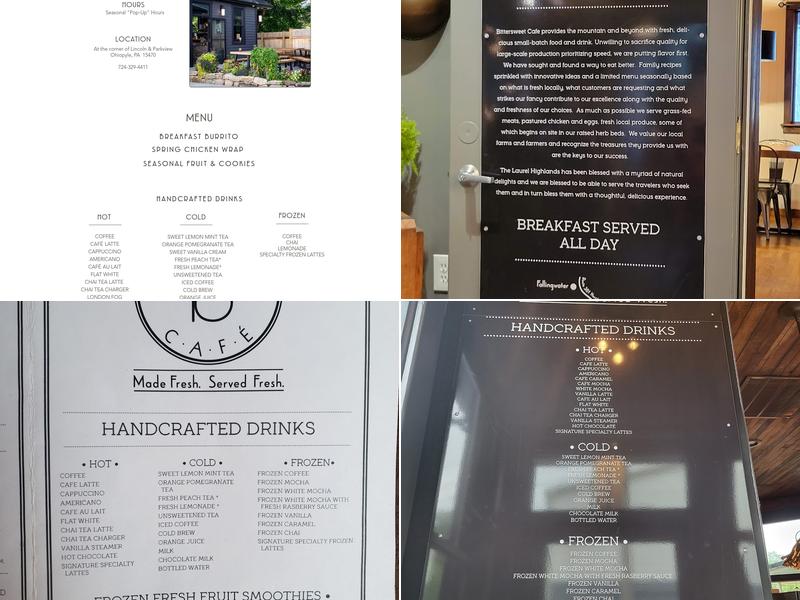 Bittersweet Cafe Menu