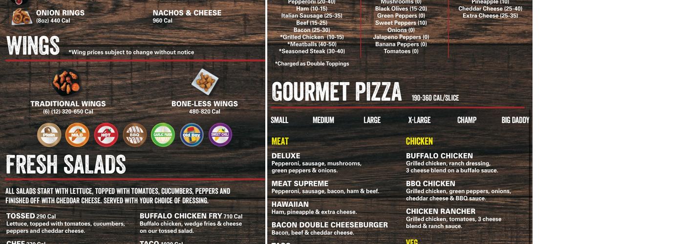 Fox's Pizza Den Menu