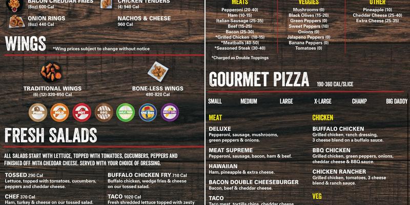 Fox's Pizza Den Menu