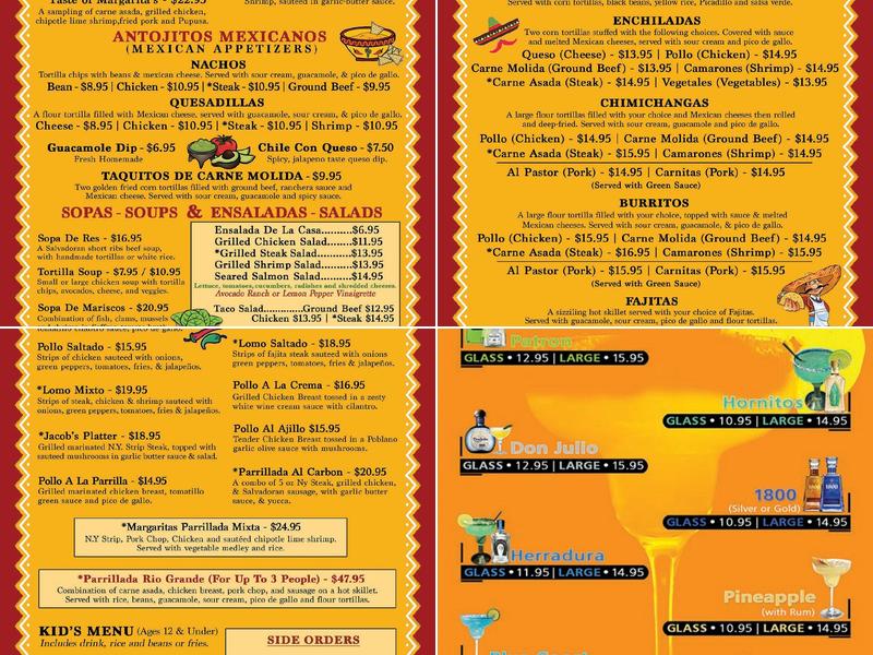 Margarita's Latin Grill - Burke Menu