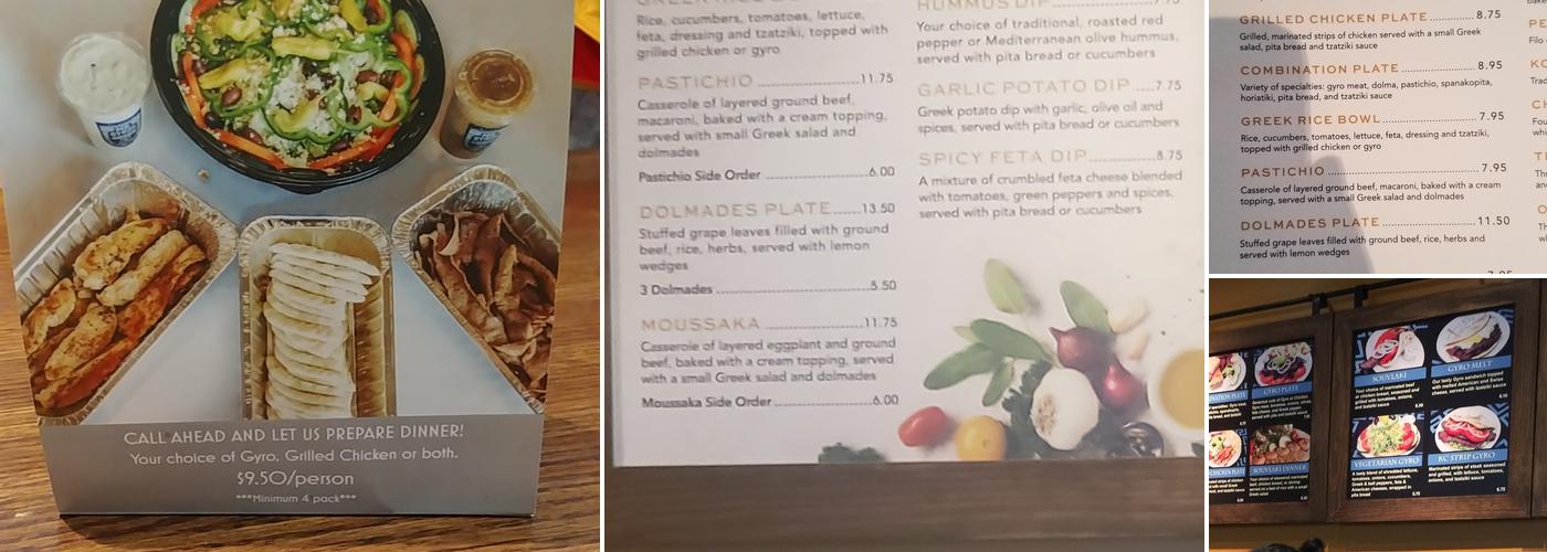 Mr Gyros Greek Food & Pastries Menu