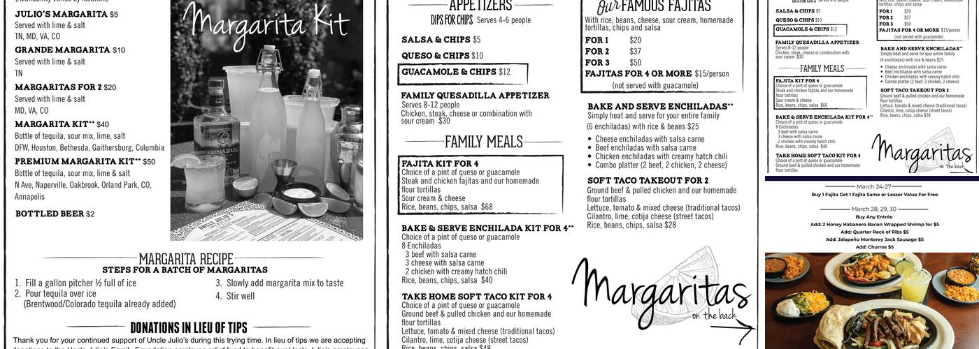 Uncle Julio's Fairfax Menu