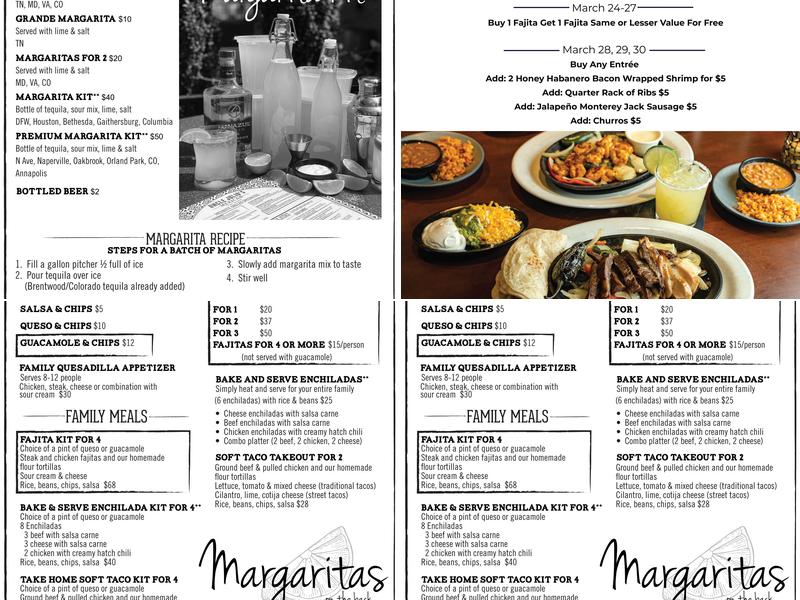 Uncle Julio's Fairfax Menu