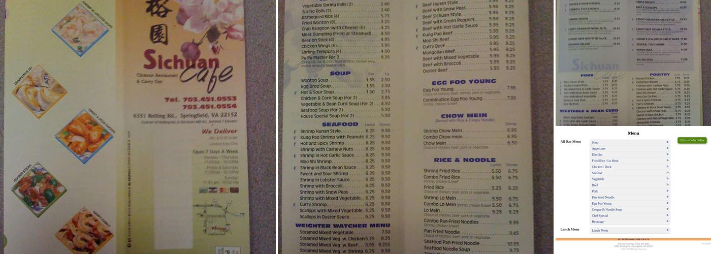 Rolling Cooking Menu