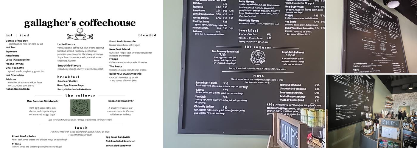 Gallagher's Coffeehouse Menu