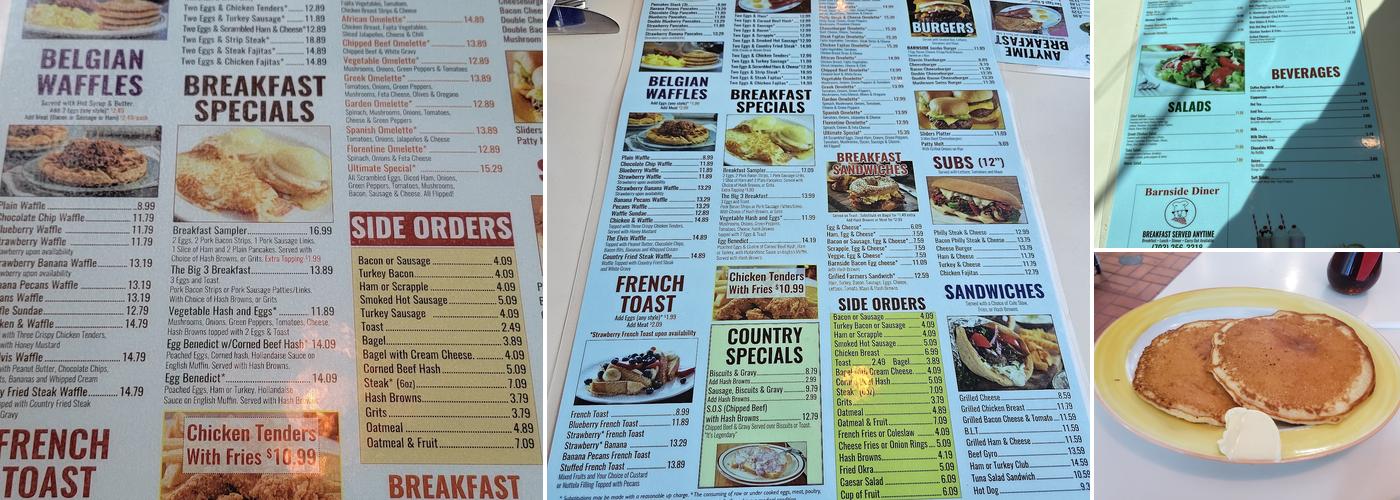 Barnside Diner Menu