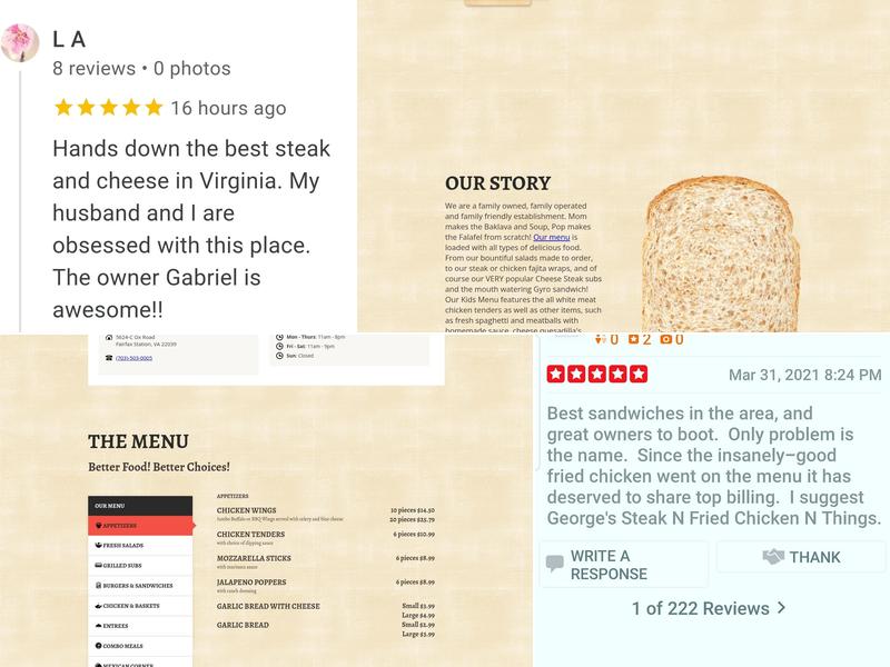 George's Steak N Things Menu