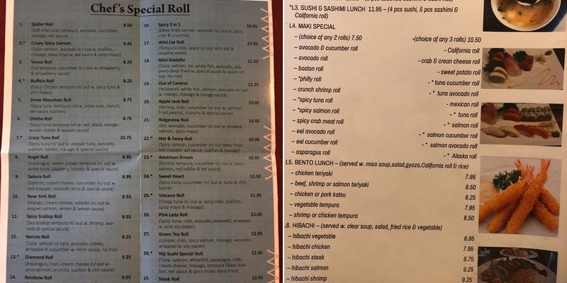 NIJI Sushi & Steak Menu