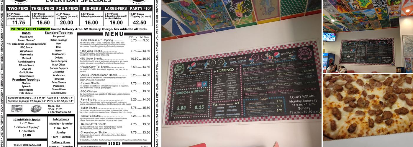 Pizza Shuttle Menu
