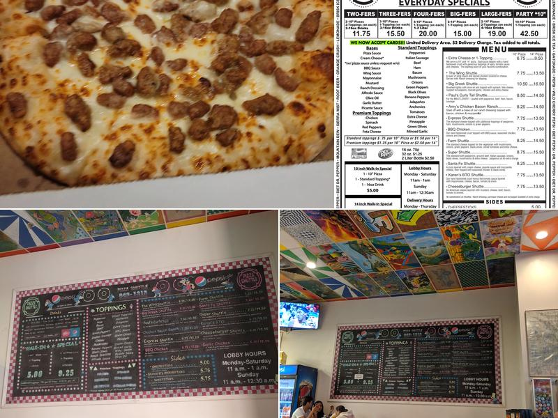 Pizza Shuttle Menu