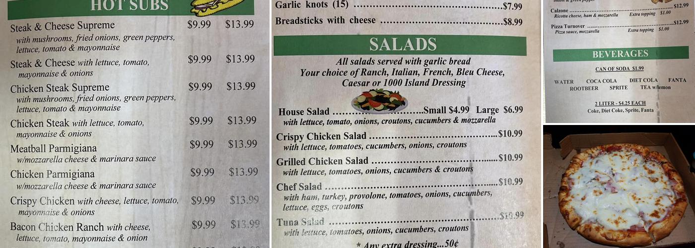 Joe's Pizza Menu