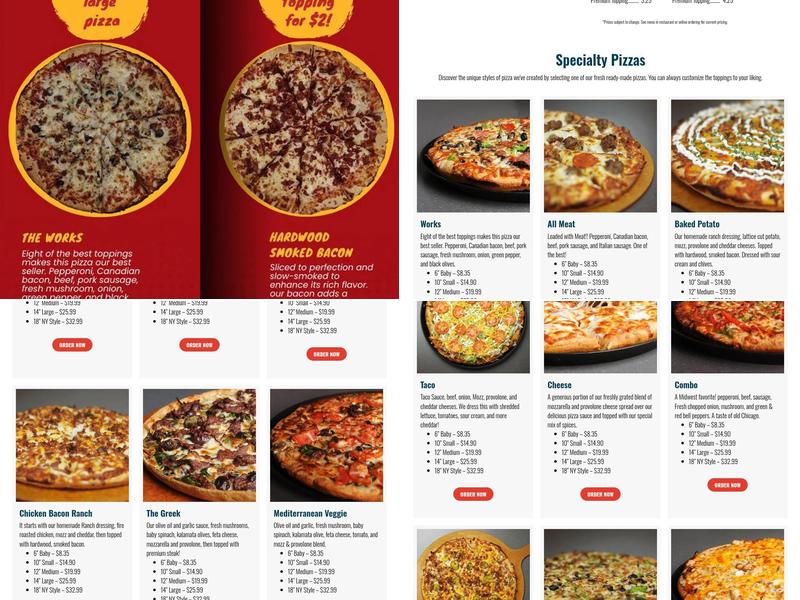 Glory Days Pizza - Fleming Place Menu