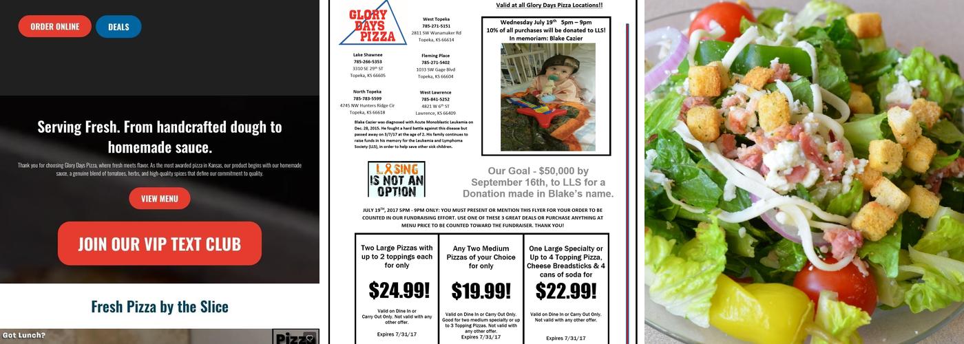 Glory Days Pizza Menu