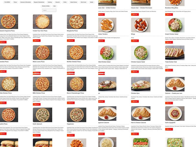 Paisano's Pizza Menu