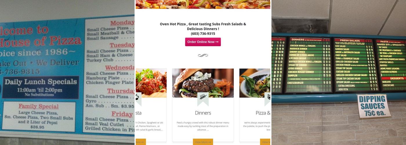 Epsom House of Pizza Menu