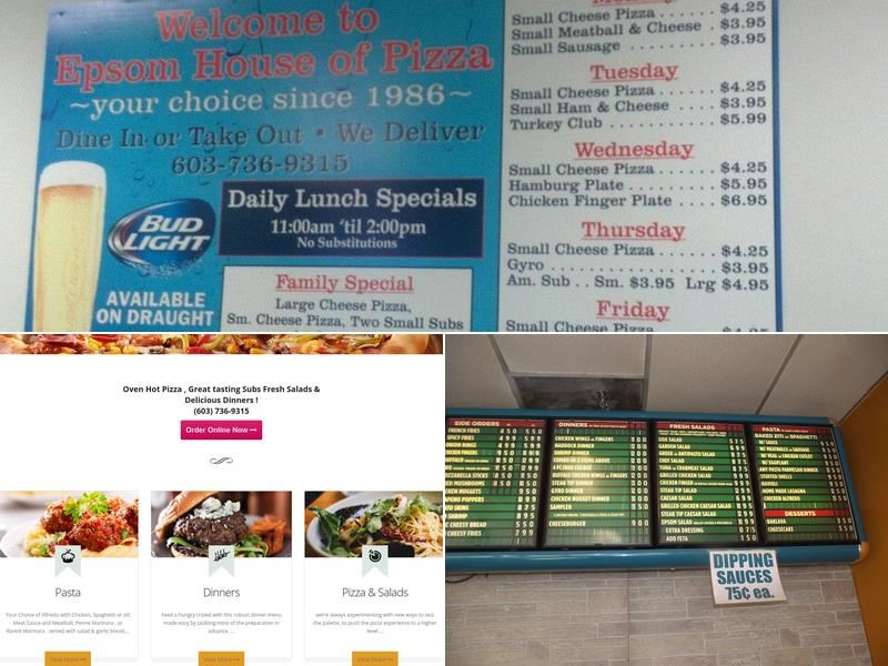 Epsom House of Pizza Menu