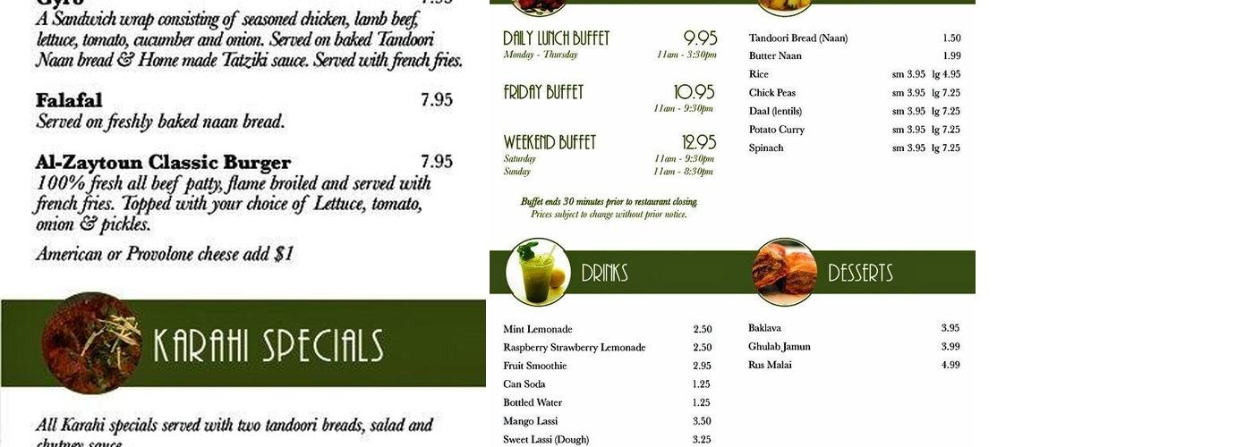 Al Zaytoun Kabob & Grill Menu