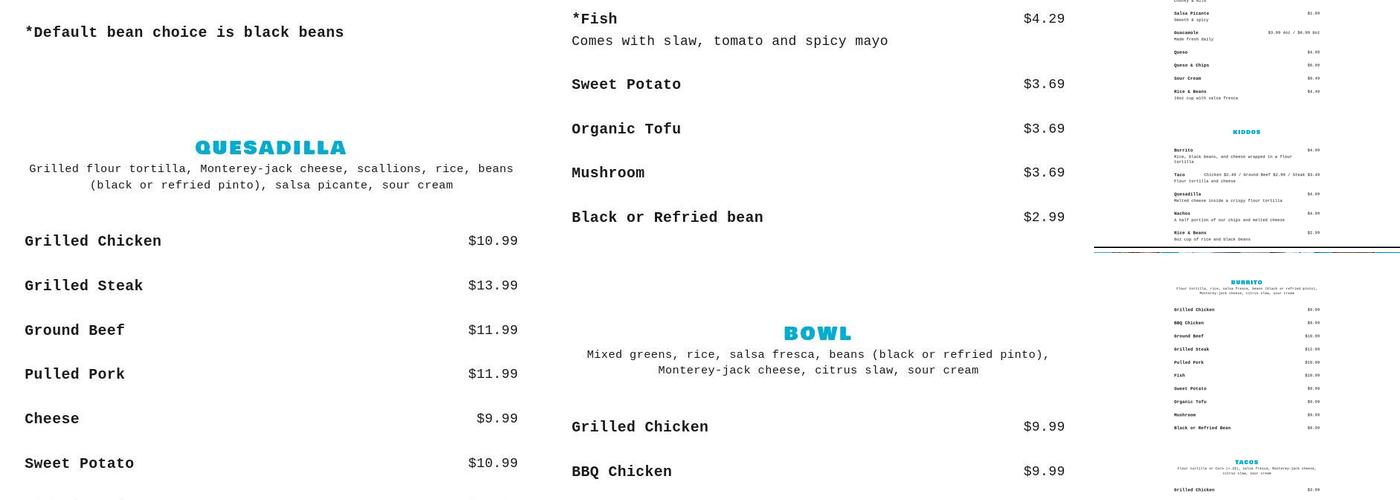 Dos Amigos Burritos Menu