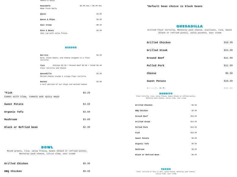 Dos Amigos Burritos Menu