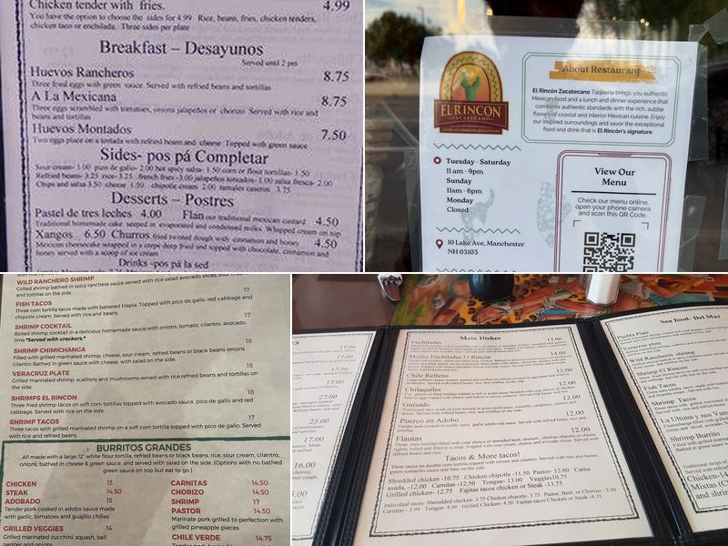 El Rincon Zacatecano Taqueria Menu