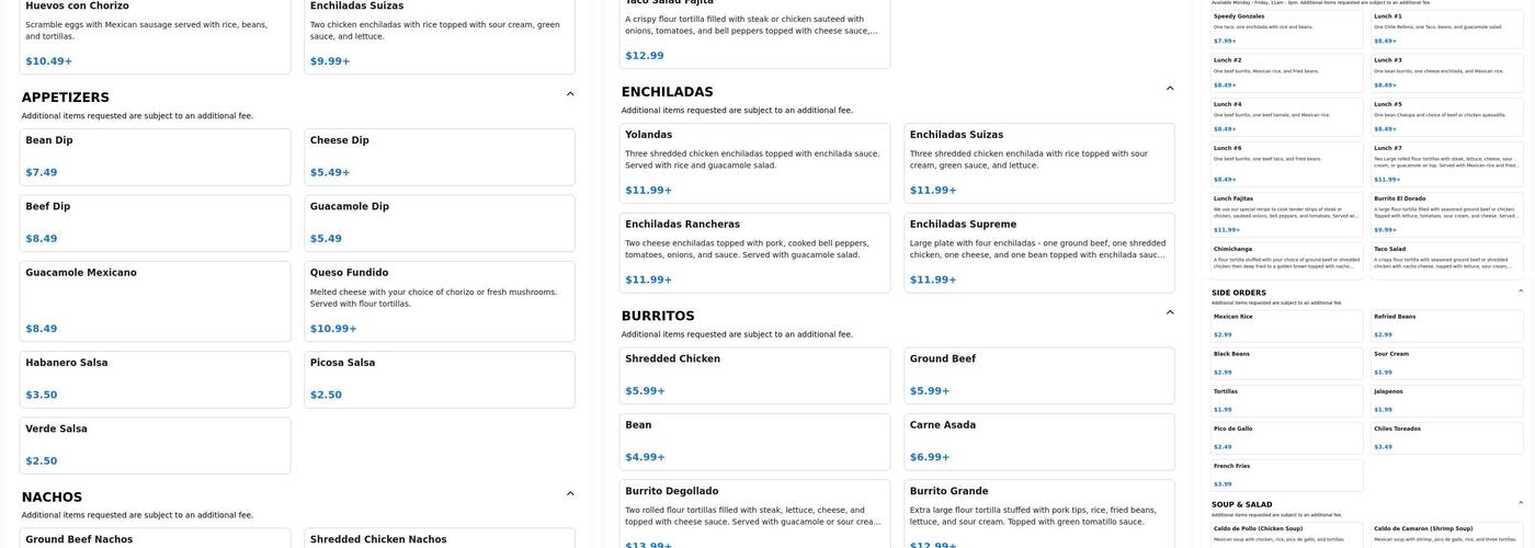 El Dorado Mexican Grille & Cantina Menu