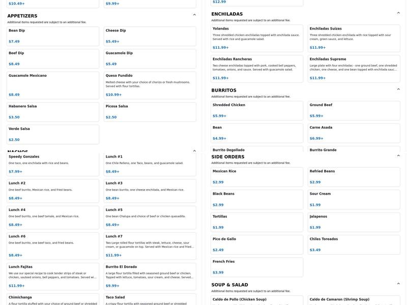 El Dorado Mexican Grille & Cantina Menu