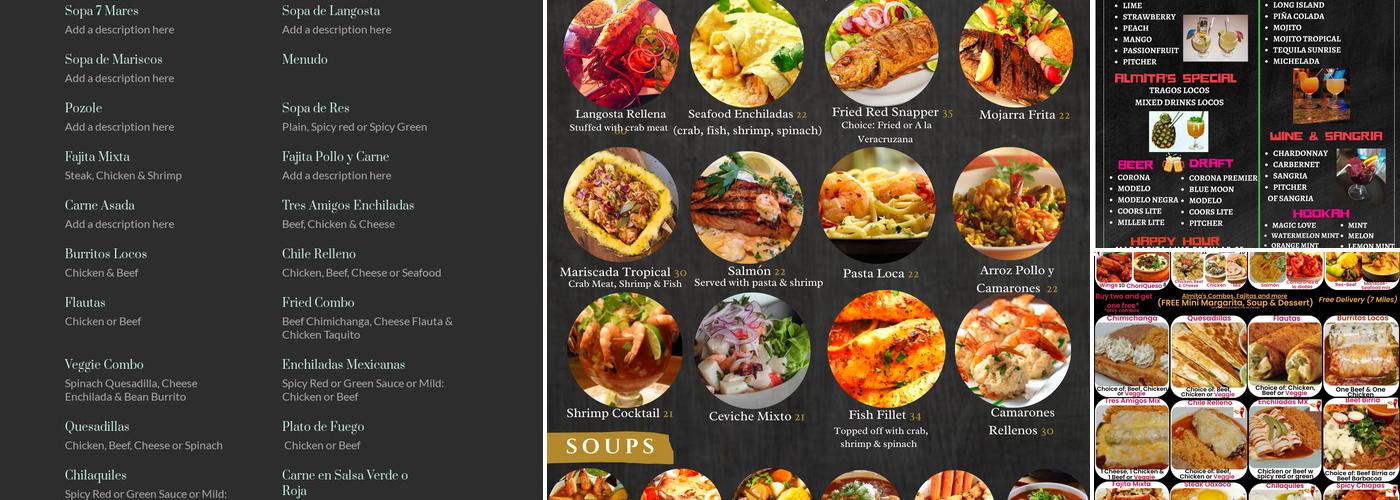 Almitas Restaurant Menu
