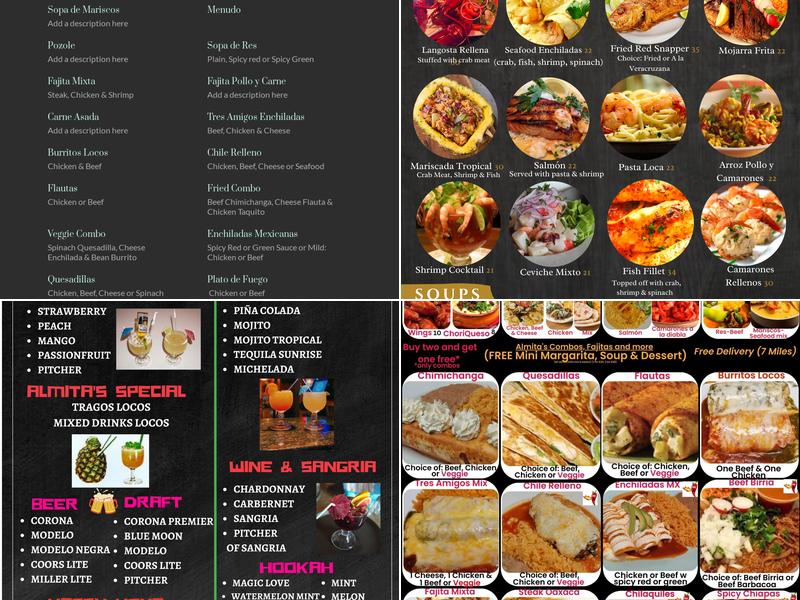 Almitas Restaurant Menu