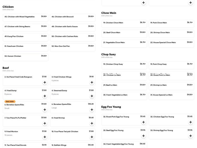 China Express Menu