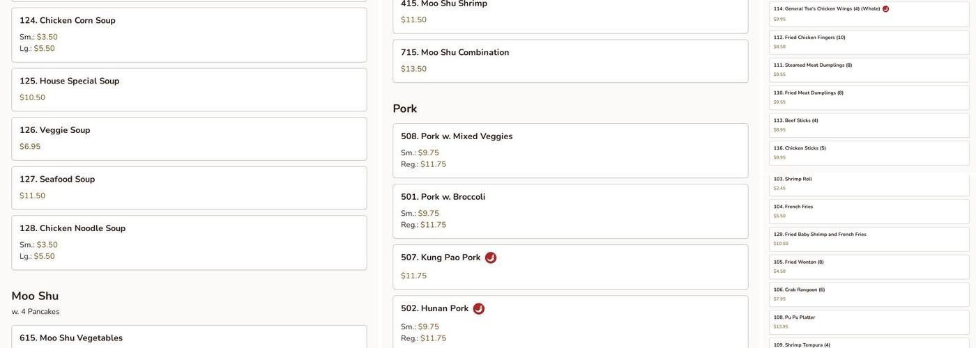 Peking Express Menu