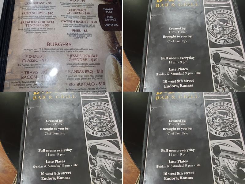 D-dubs Bar And Grill Menu