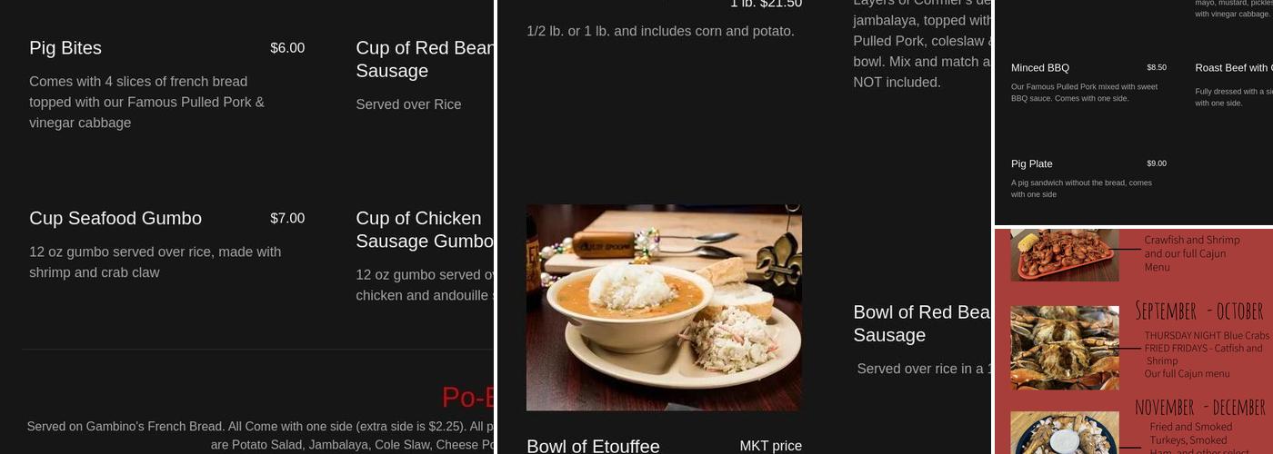 Cormier's Cajun Catering Menu