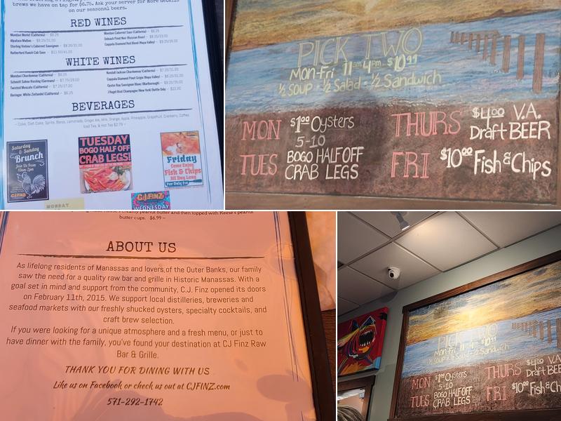 CJ Finz Raw Bar & Grille Menu