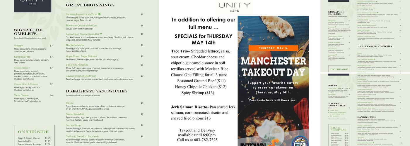 Unity Cafe Menu