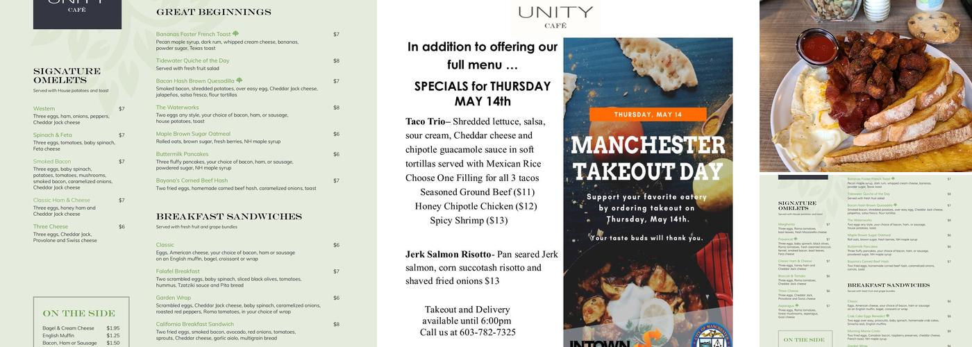 Unity Cafe Menu