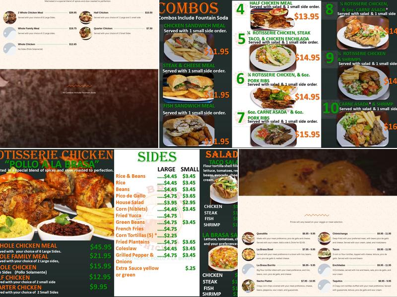 La Brasa Chicken Menu