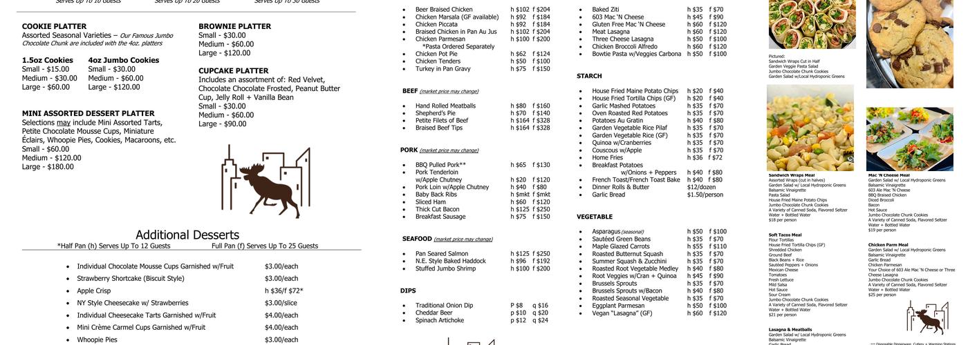 City Moose Catering Menu