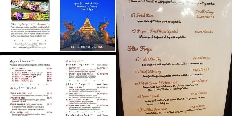 Payao's Thai Cookin' Menu