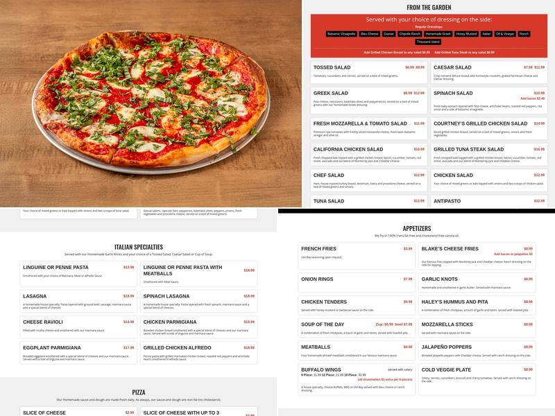 Potomac Pizza Menu