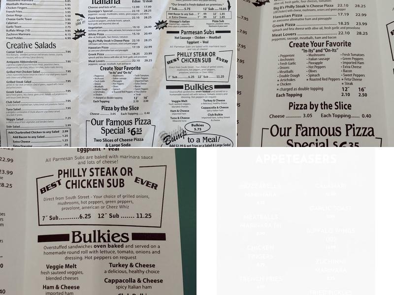 Giuseppi's Pizza Plus Menu