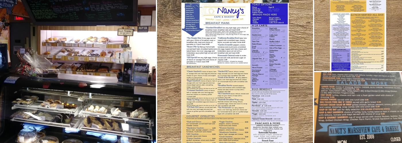 Nancy’s Marshview Cafe & Bakery Menu